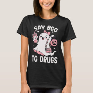 Say Boo To Drugs Funny Halloween Red Ribbon T-Shirt