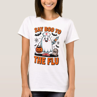 Say Boo to the Flu Funny Halloween Nurse Doctor T-Shirt