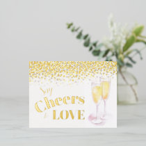 Say cheers bridal shower wine champagne tasting foil holiday postcard