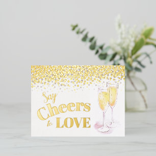 Say cheers bridal shower wine champagne tasting foil holiday postcard