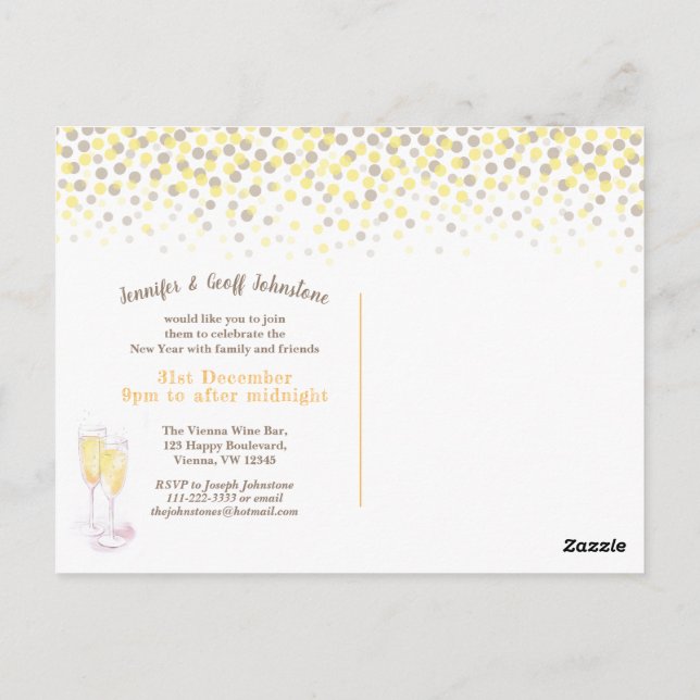 Say cheers invitations New Year party champagne (Back)