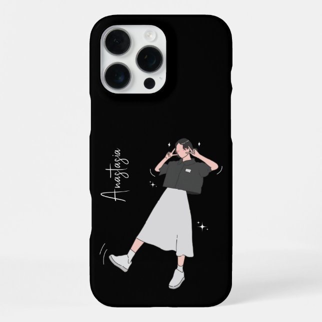 "Say Cheese" Aesthetic Girl Customizable iPhone Case (Back)