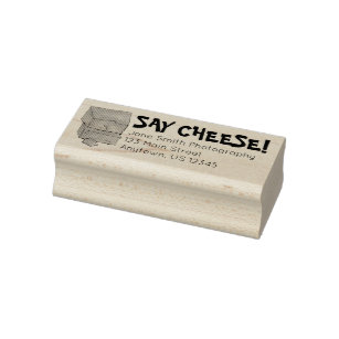 SAY CHEESE Cheddar Wedge Photographer Address Rubber Stamp