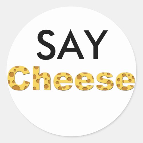 say cheese classic round sticker