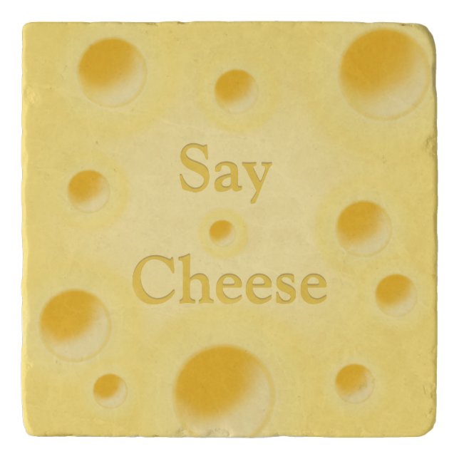 "Say Cheese" Customizable Cute Holey Swiss Cheese Trivet (Front)