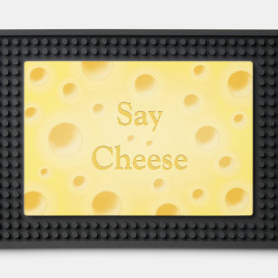 "Say Cheese" Cute Cutomizable Yellow Cheese Slice Bar Mat