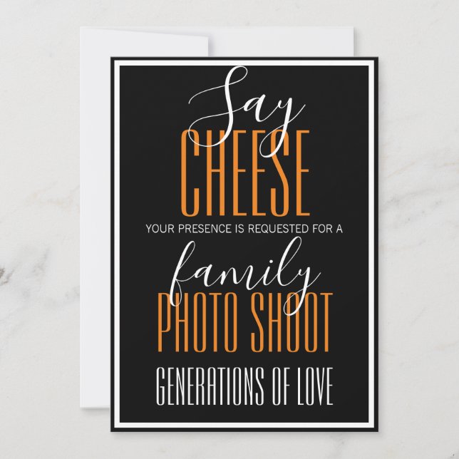 "Say Cheese" Family Photo Shoot Invitation (Front)