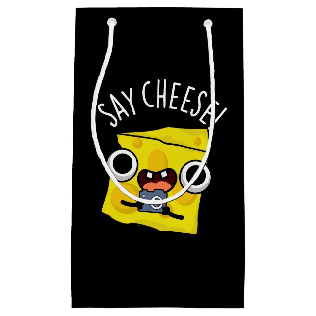 Say Cheese Funny Photographer Pun Dark BG Small Gift Bag (Front)