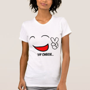 Say cheese   Funny Smiling Face Emoji  T-Shirt