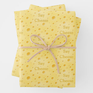 "Say Cheese" Holey Swiss Cheese Customizable Wrapping Paper Sheets