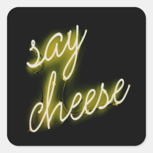 Say Cheese Neon Lights Square Sticker