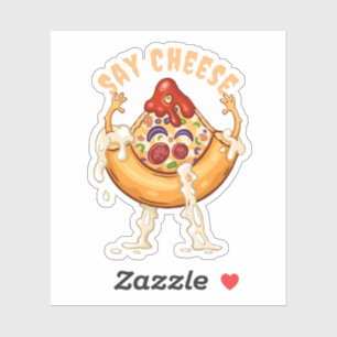 Say Cheese Pizza Slice Character Sticker