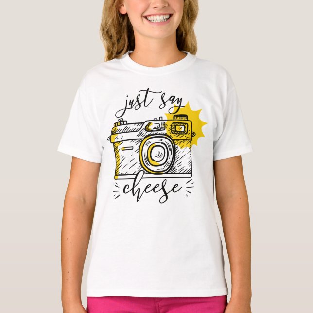 "Say Cheese" Retro Camera Photographer Photography T-Shirt (Front)