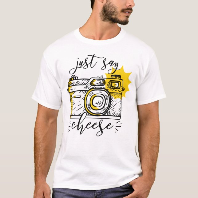 "Say Cheese" Retro Camera Photographer Photography T-Shirt (Front)