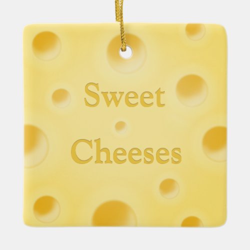 Say Cheeses Swiss Cheese Slice Personalized Ceramic Ornament