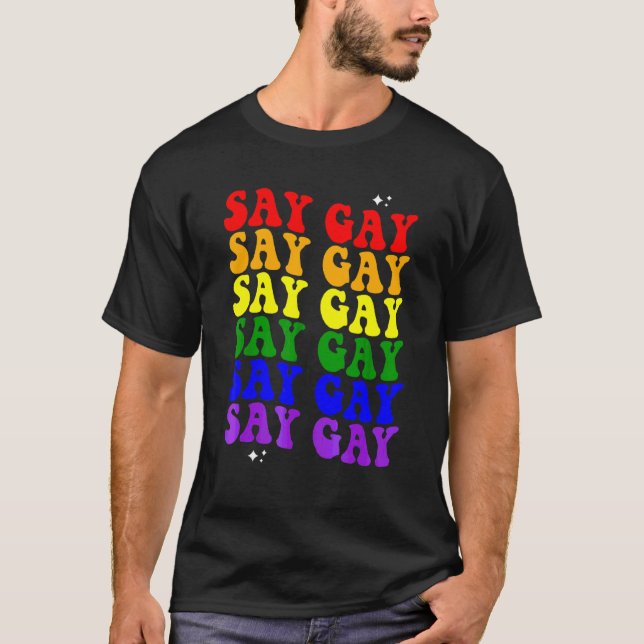 Say Gay Lgbtq Pride Flag Ally Rainbow Flag T-Shirt (Front)