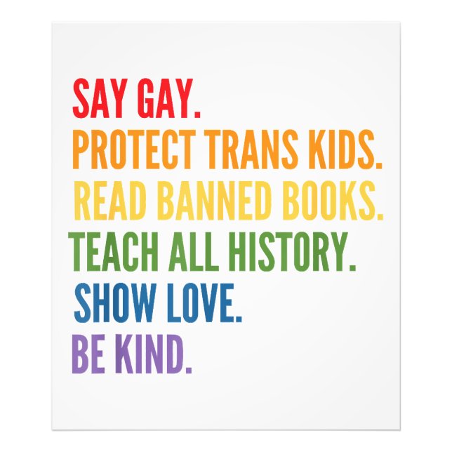 Say Gay Protect Trans Kids Read Banned Books Be Ki Photo Print (Front)