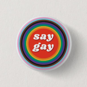 Say Gay rainbow button LGBTQIA