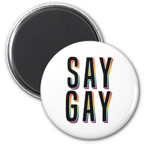 Say Gay Rainbow Text Magnet
