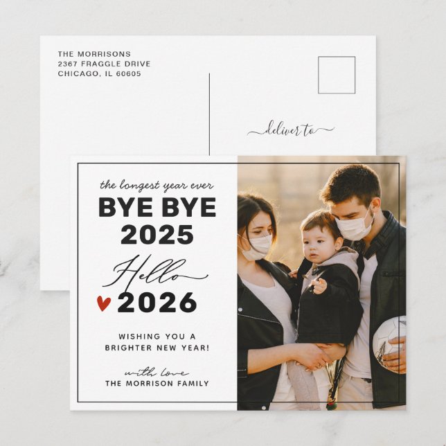 Say Goodbye to the 2025 Family Photo Holiday Postcard (Front/Back)