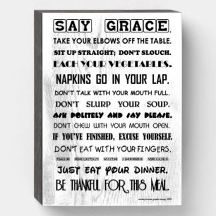 SAY GRACE... WOODEN BOX SIGN