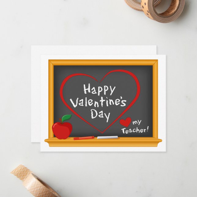Say Happy Valentine's Day to Your Favorite Teacher Note Card (Front/Back In Situ)