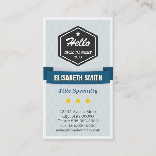 Say Hello and Nice to Meet You in Retro Style Business Cards