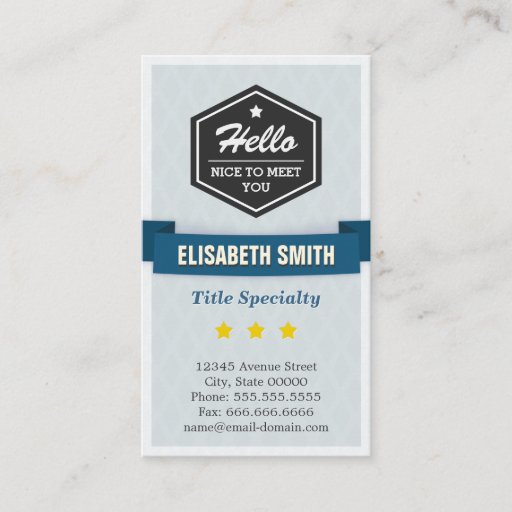 Customizable Say Hello and Nice to Meet You in Retro Style Business Cards