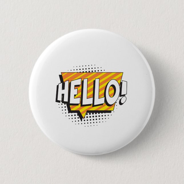 Say "HELLO" in retro pop art style Button (Front)