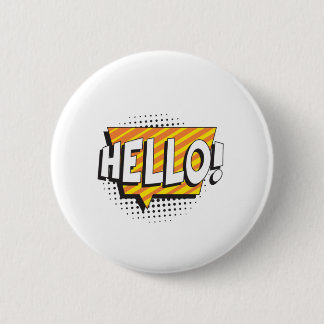 Say "HELLO" in retro pop art style Button