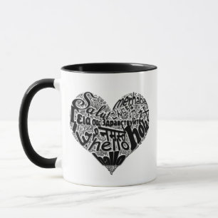 Say hello to a beating heart in all languages mug