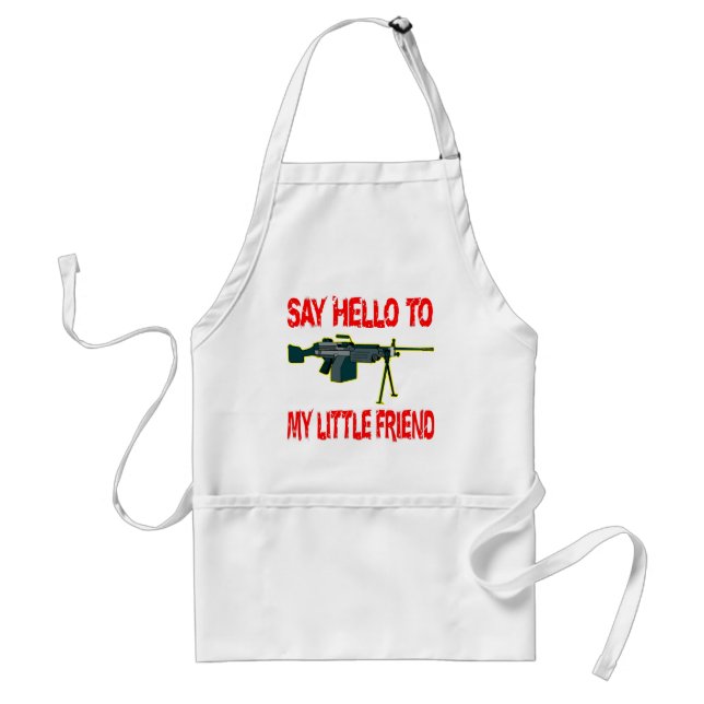 Say Hello To My Little Friend SAW Machine Gun Adult Apron (Front)
