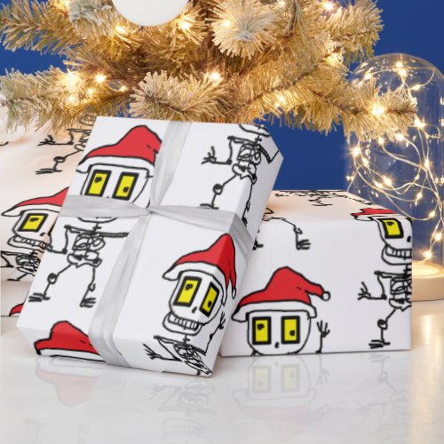 Say Hello to Silly Skully Holiday Wrapping Paper