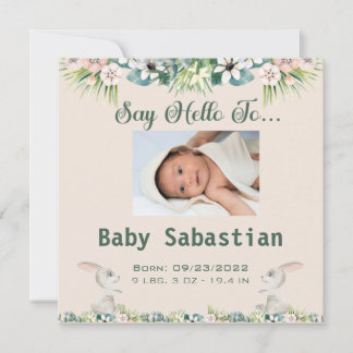 Say Hello To The New Baby Invitation