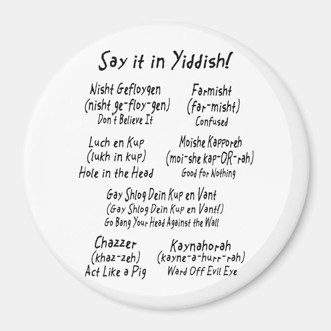 Say it in Yiddish Magnet (Front)