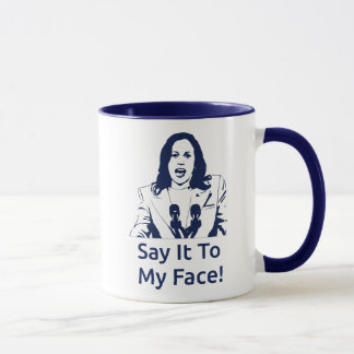 "Say It To My Face!" Kamala Harris Mug - Navy