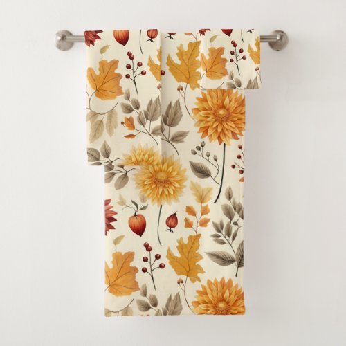 Say it with fall leaves _ bath towel set