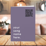 Say it with Music | Purple QR Code Streamable Song Card<br><div class="desc">Where words fail, music speaks! Say it with music with our streamable song greeting card. The card features modern typography in a contemporary minimal style with a stylish purple color background. Upload the QR code for your favorite song, so that your music is streamed instantly when scanned by your loved...</div>
