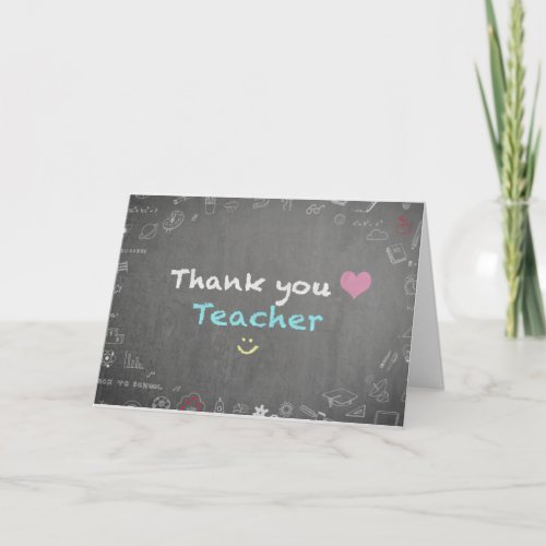 SAY MERRY CHRISTMAS TEACHER W CHALKBOARD CARD