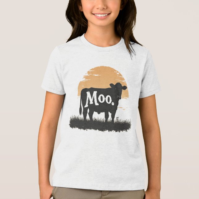 Say Moo — Cute Cow Silhouette Tri-Blend Shirt (Front)