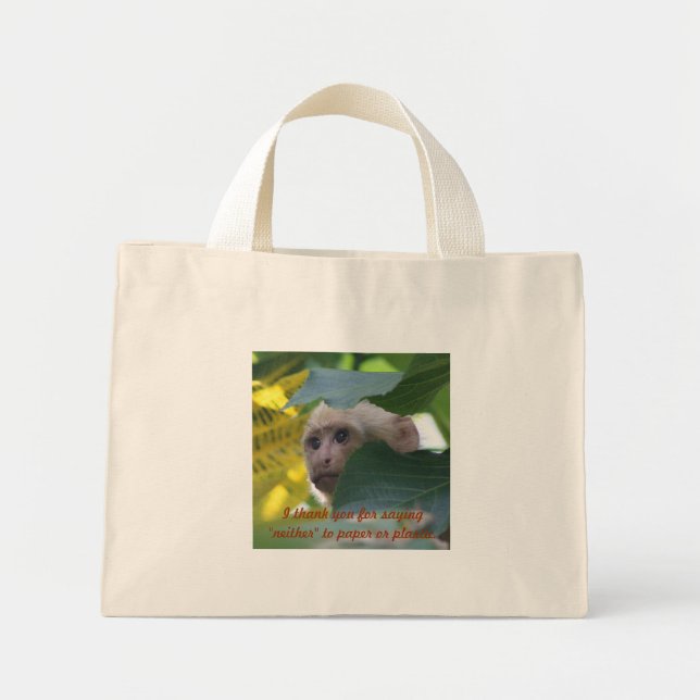 Say "neither" to paper or plastic mini tote bag (Front)