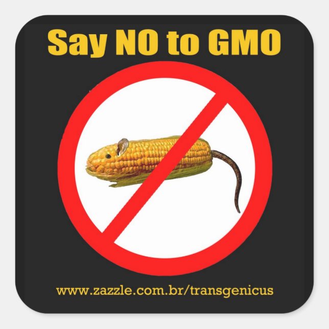 Say NO GMO Stiker 3"x3" Square Sticker (Front)