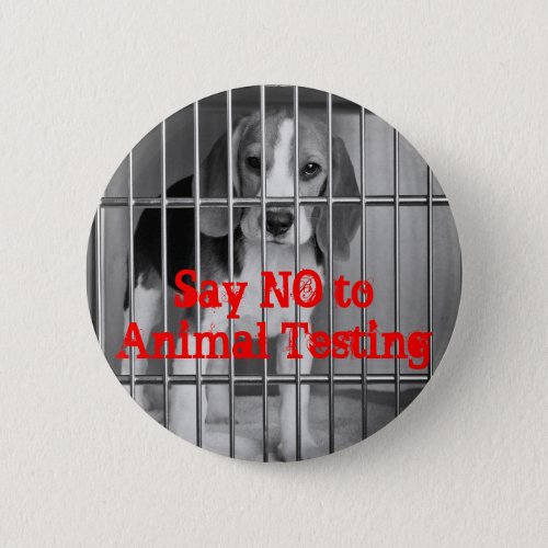Say No to Animal Testing Beagle button pin