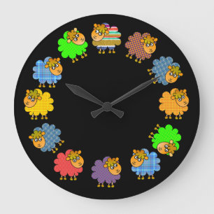 Say NO to Boring Sheep - a 'Garland of Sheep' Large Clock