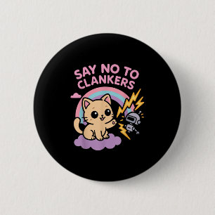 Say No To Clankers Anti Ai Robots Cute Kitten Rain Button