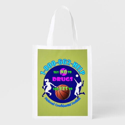 Say NO to Drugs _ Say YES to Basketball Grocery Bag