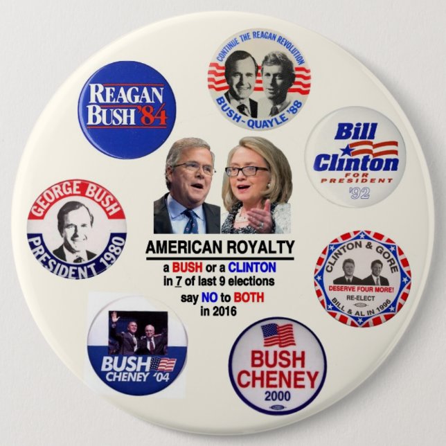 Say No to Jeb & Hillary in 2016 Pinback Button (Front)
