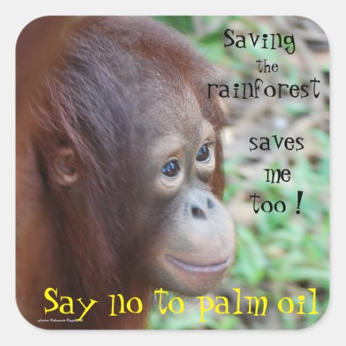 Say No to Palm Oil Climate Change Square Sticker