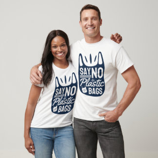 Say No To Plastic Bags - Bold Grocery Bag Graphic T-Shirt