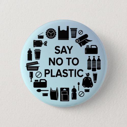 Say No To Plastic Earth Day Button